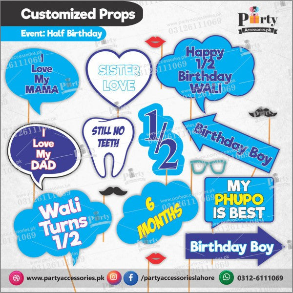 Half Birthday theme party | Customized Photography Props in blue