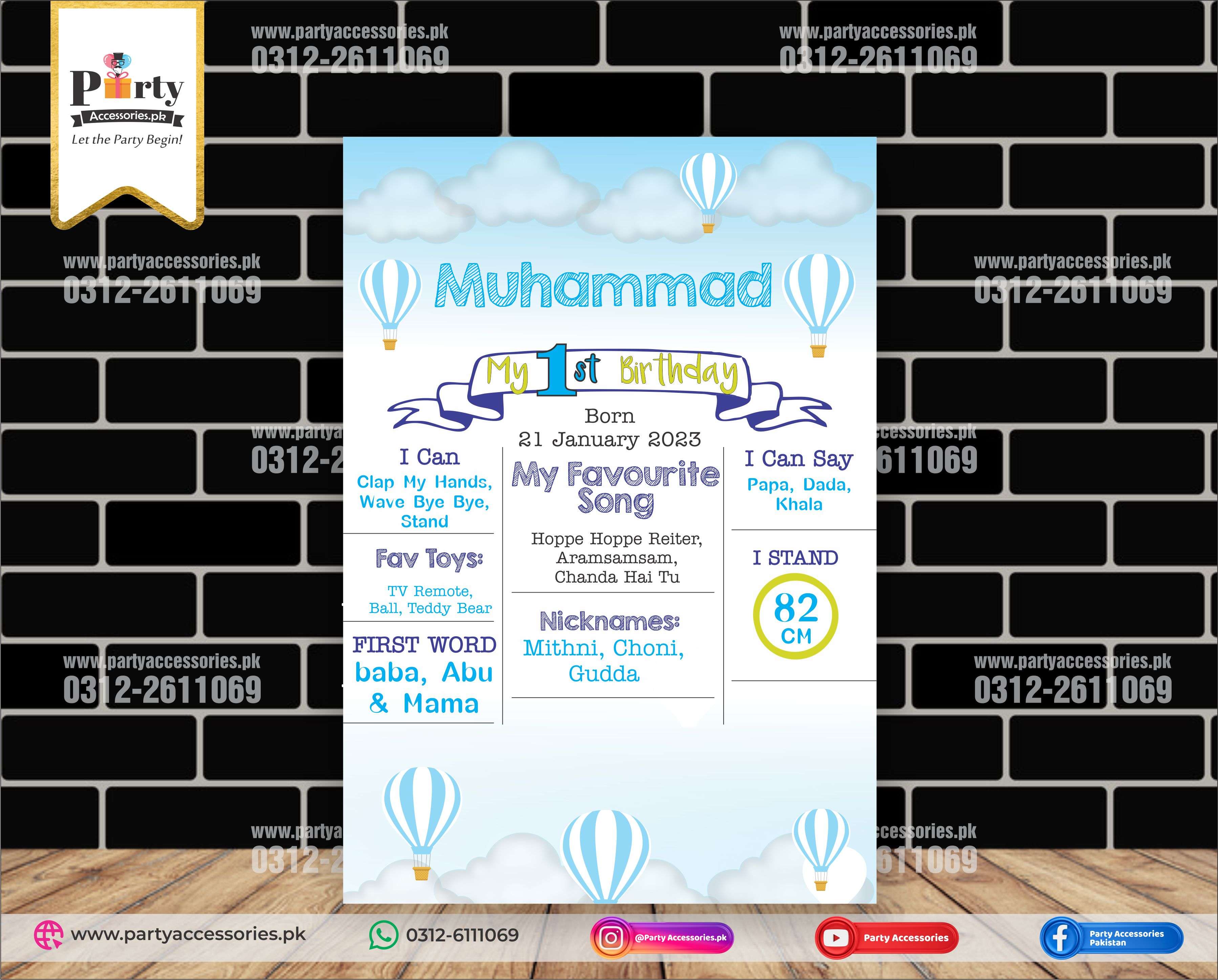 customized hot air balloon fact board