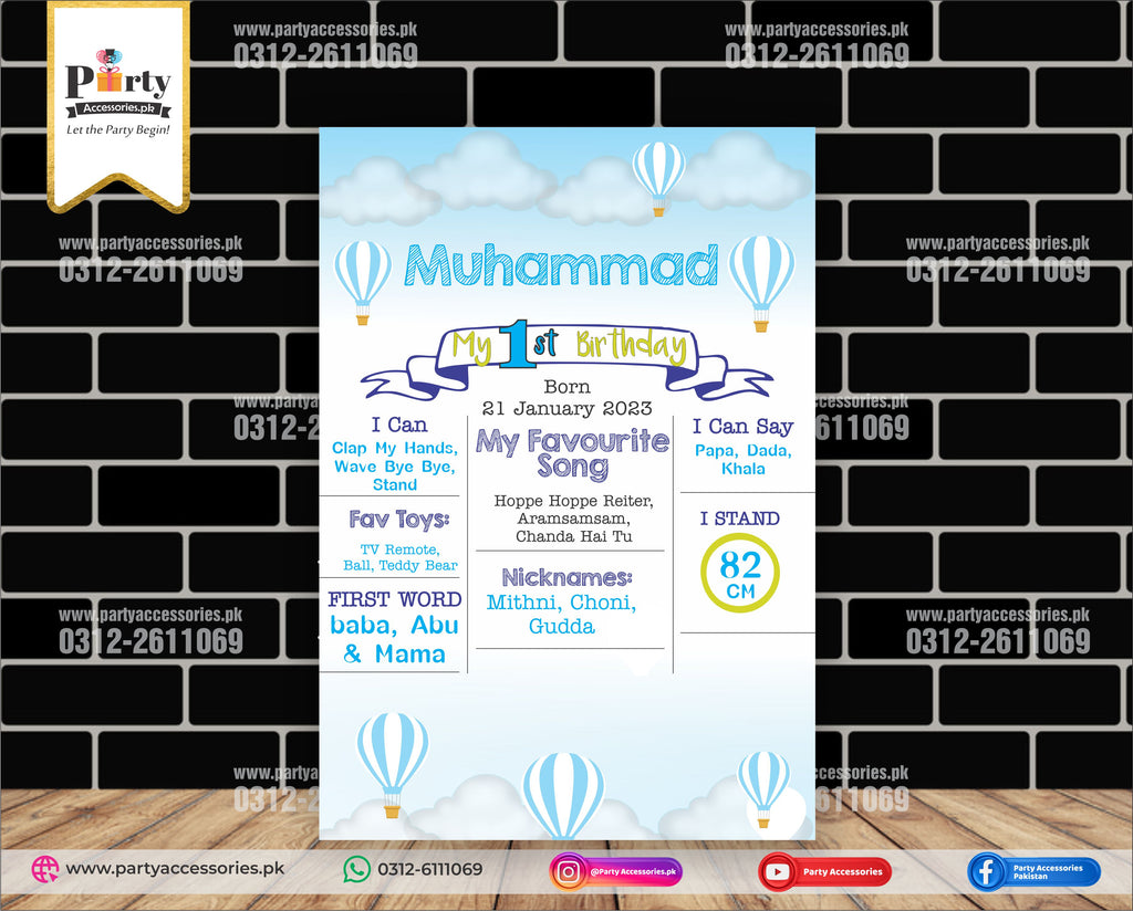 customized hot air balloon fact board