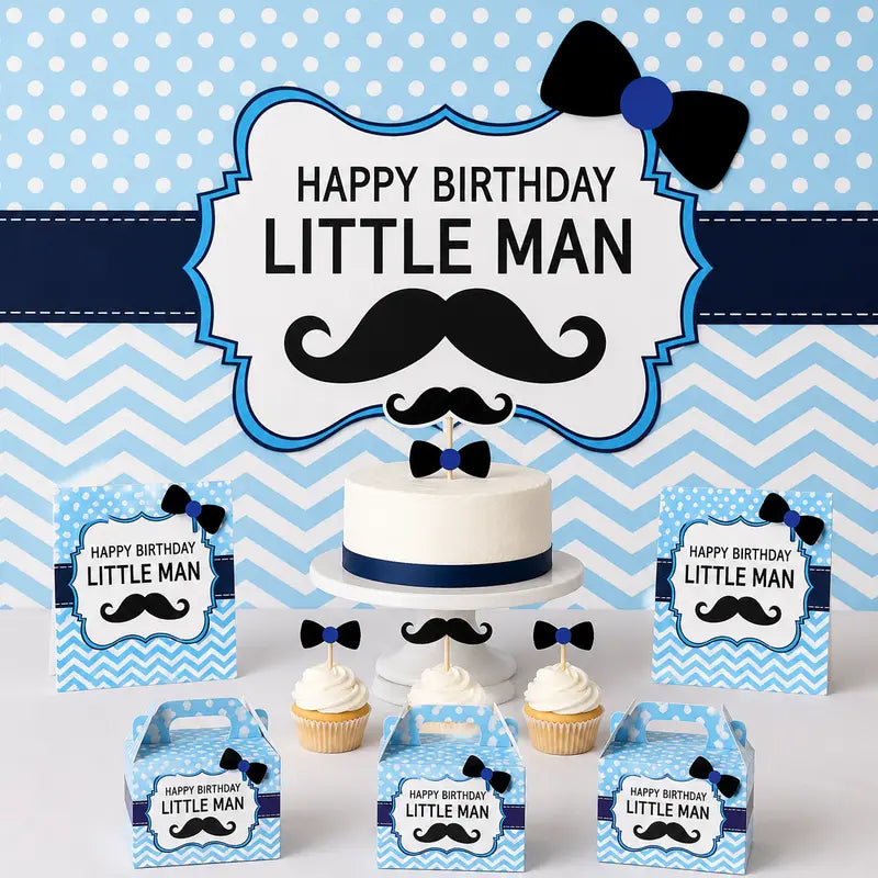 little man theme birthday party decorations