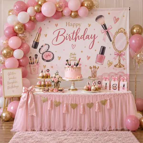 make up theme birthday party decorations for girls