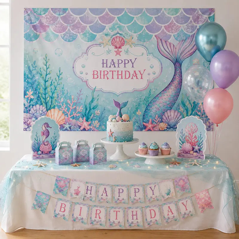 mermaid theme birthday party decorations