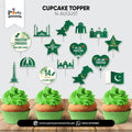 14 August Theme Cupcake Toppers for Pakistan Independence Day Party Decorations