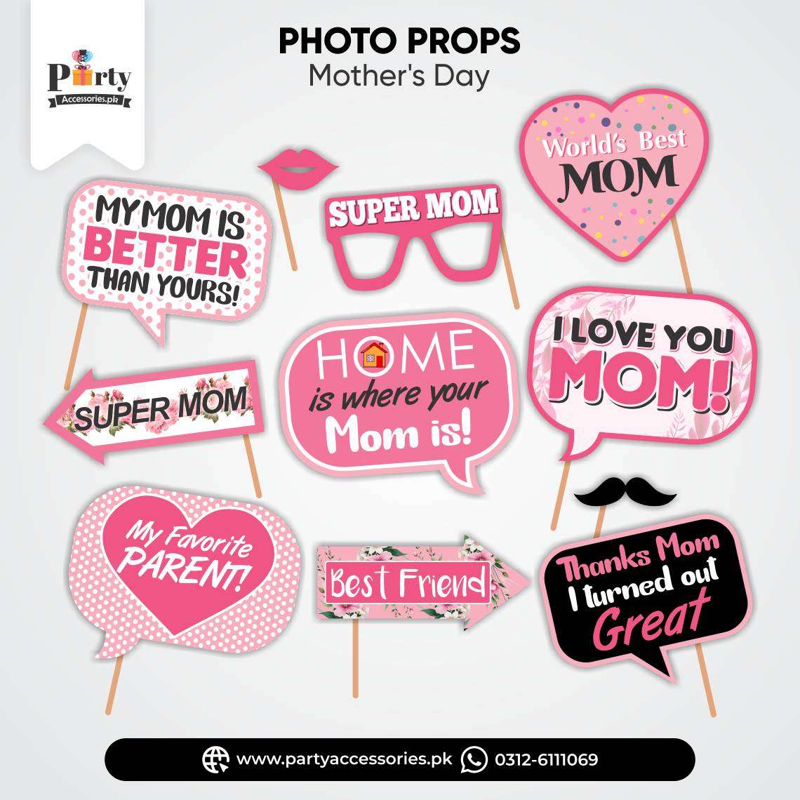 Mother's day Party Photo Props | mother's day Decorations