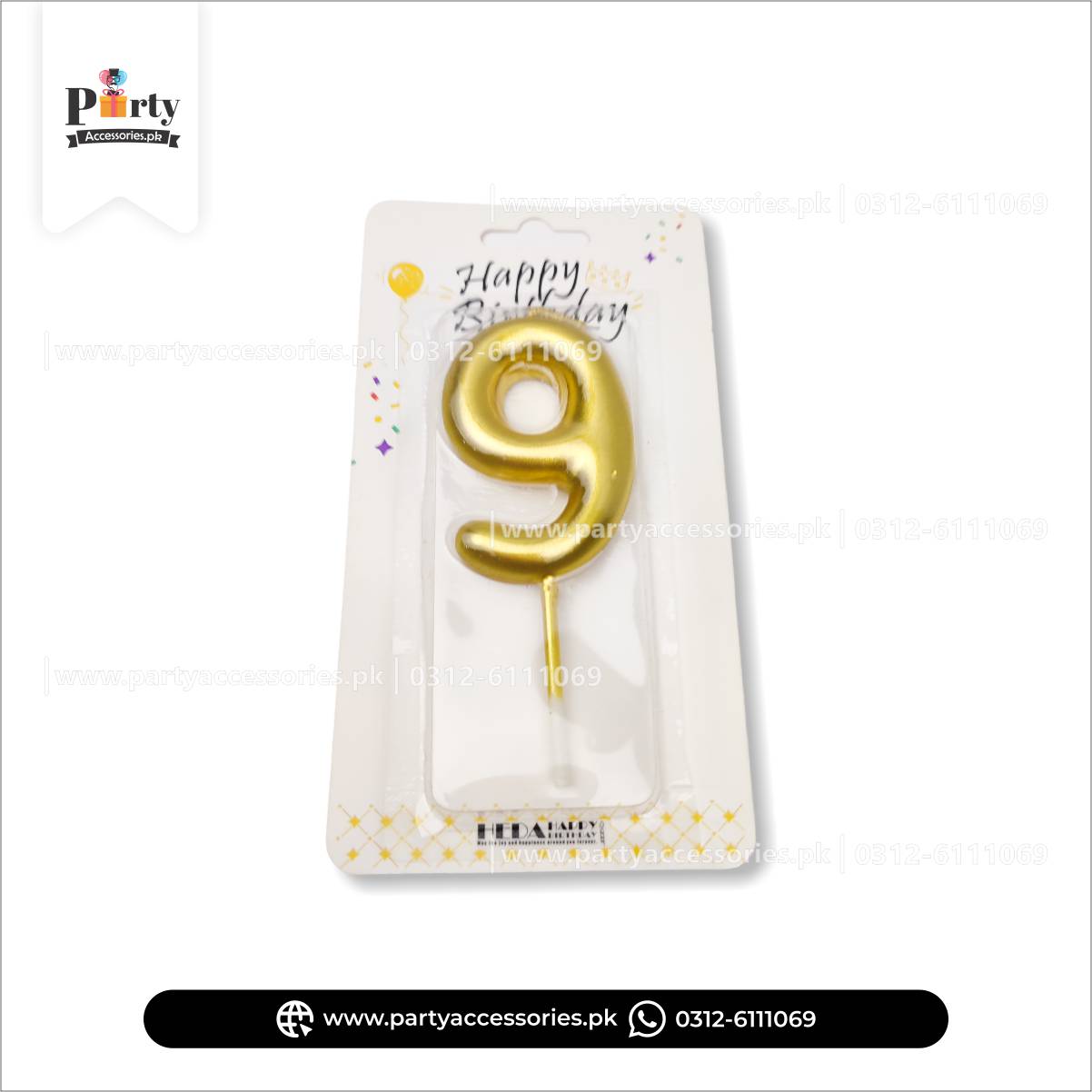 Number Cake candles in golden: Full Range from 0 to 9 for Special Occasions
