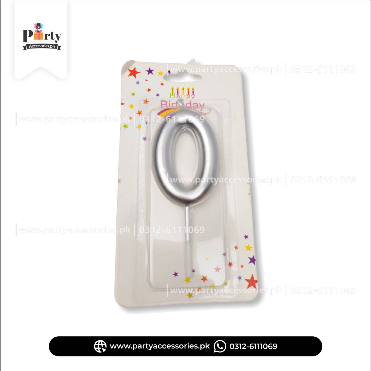 Number Cake candles in Silver: Full Range from 0 to 9 for Special Occasions