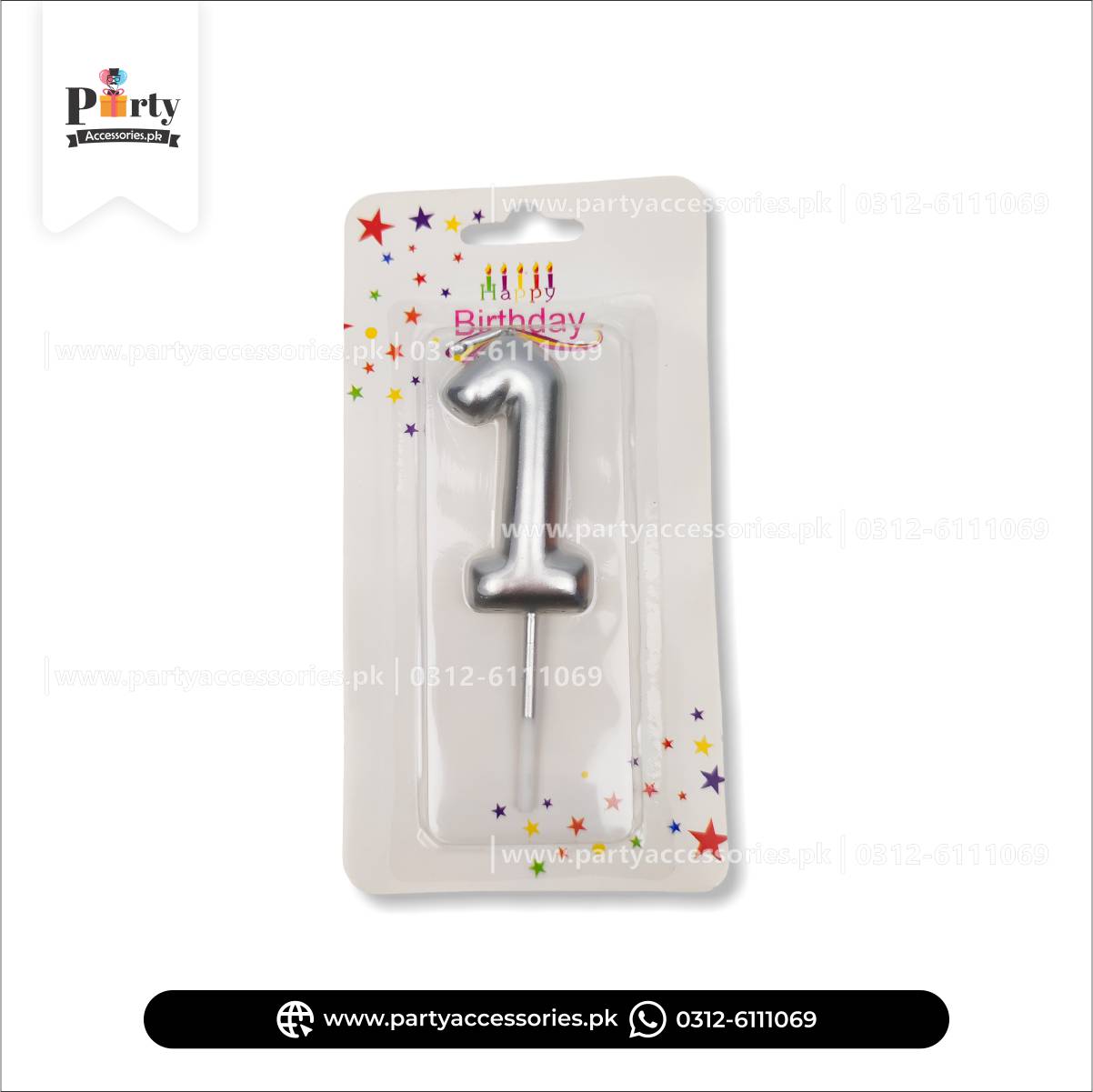 Number Cake candles in Silver: Full Range from 0 to 9 for Special Occasions