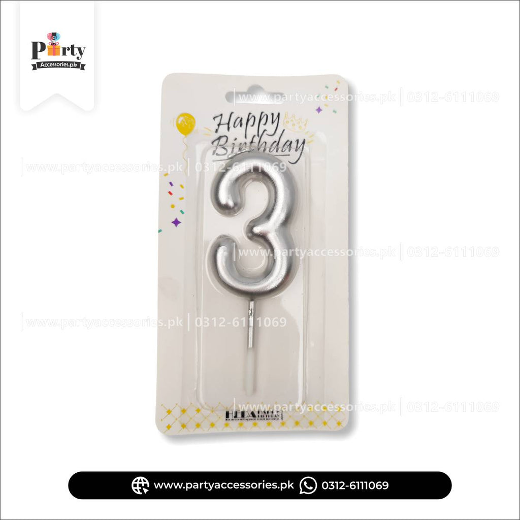 Number Cake candles in Silver: Full Range from 0 to 9 for Special Occasions