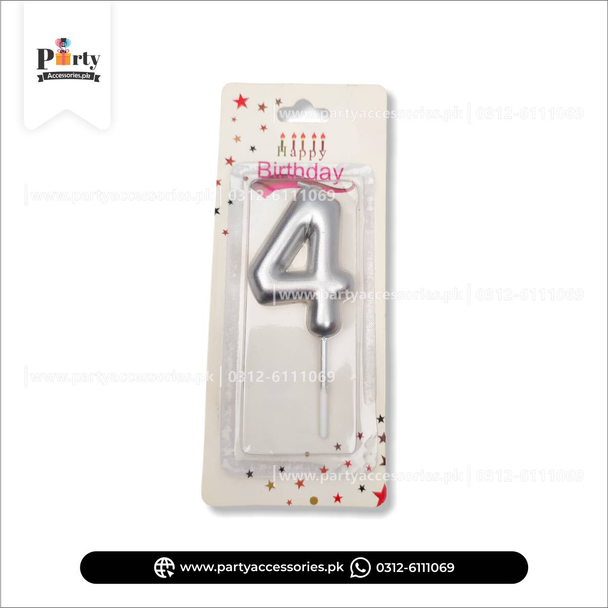 Number Cake candles in Silver: Full Range from 0 to 9 for Special Occasions