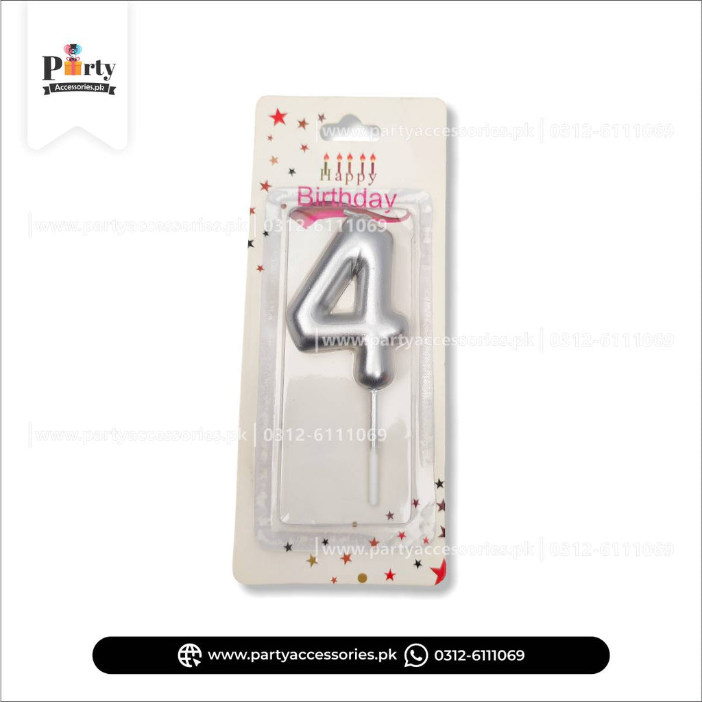 Number Cake candles in Silver: Full Range from 0 to 9 for Special Occasions