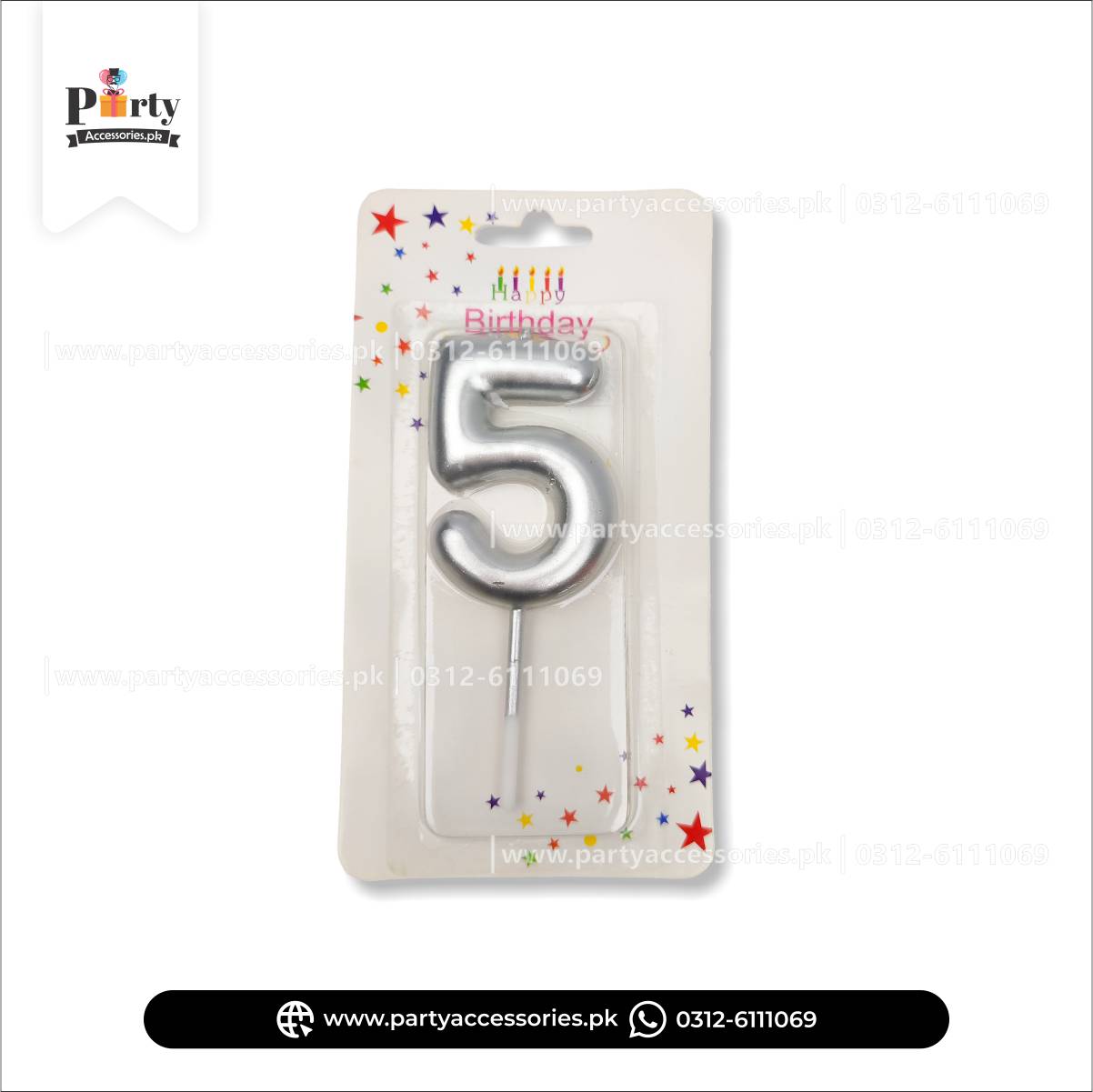 Number Cake candles in Silver: Full Range from 0 to 9 for Special Occasions