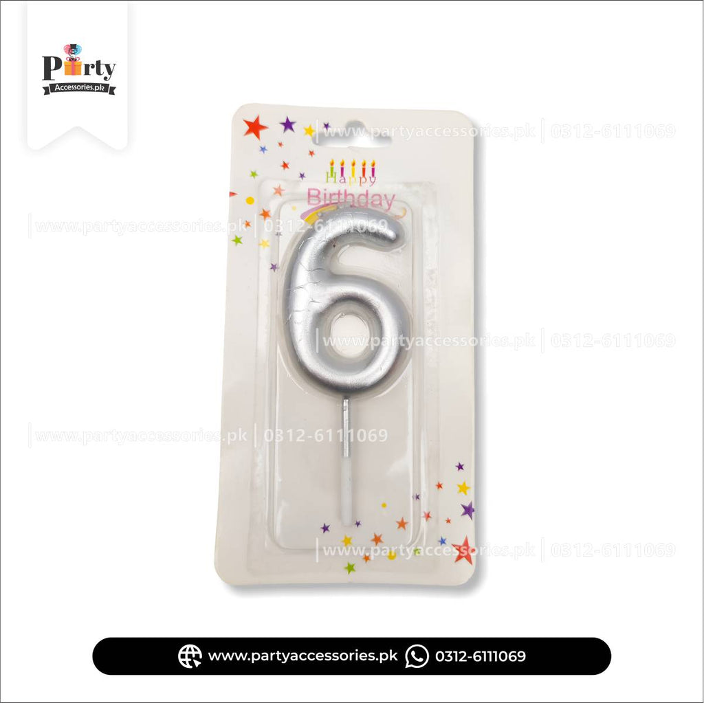 Number Cake candles in Silver: Full Range from 0 to 9 for Special Occasions