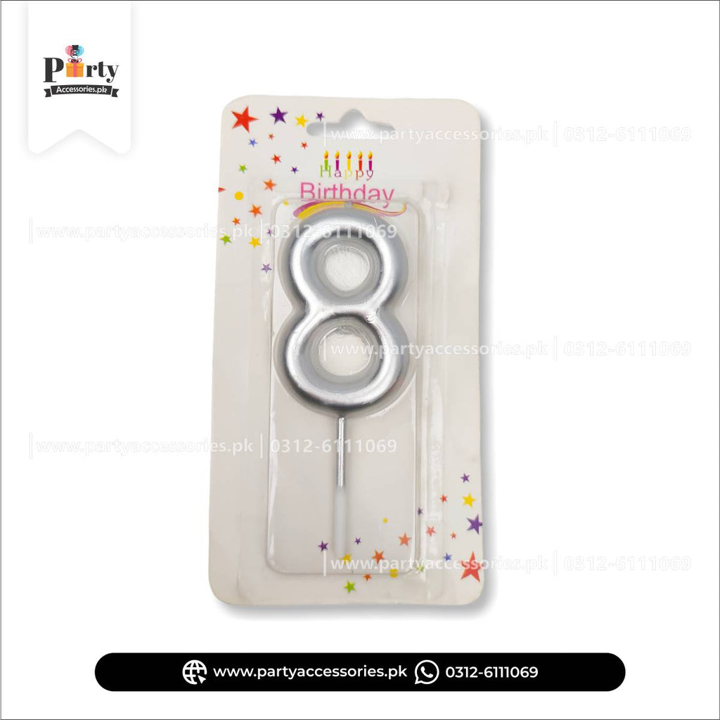 Number Cake candles in Silver: Full Range from 0 to 9 for Special Occasions