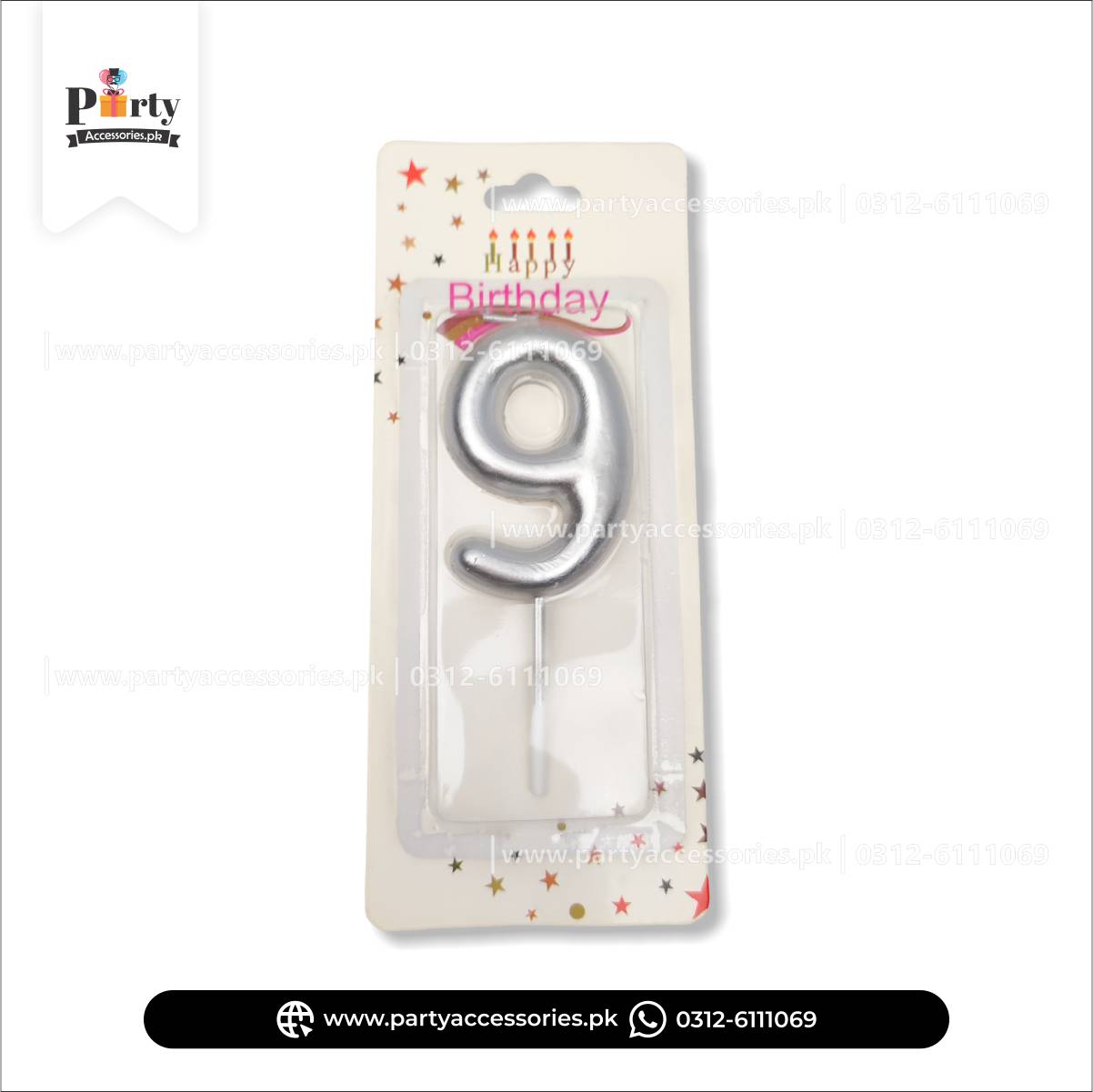 Number Cake candles in Silver: Full Range from 0 to 9 for Special Occasions