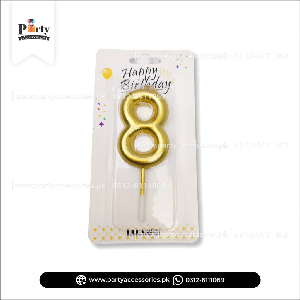 Number Cake candles in golden: Full Range from 0 to 9 for Special Occasions