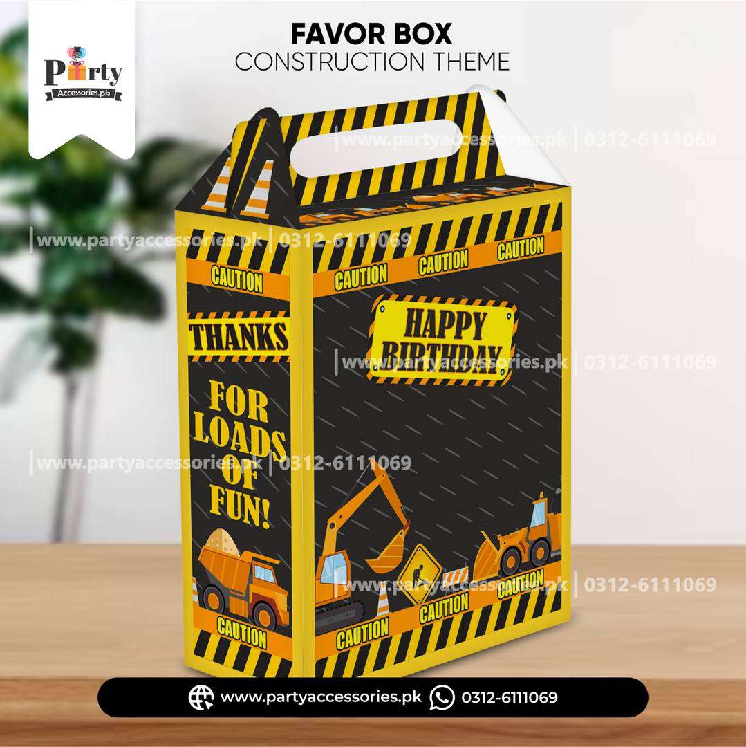 Construction Theme Handle Goody Boxes – Birthday Favor Boxes