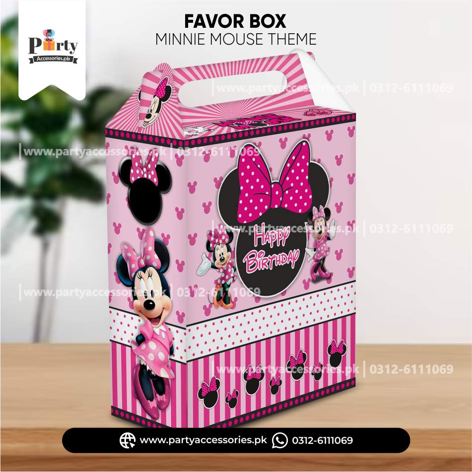 Minnie Mouse Theme Customized Favor / Goody Boxes for Birthday Party Favors (Pack of 6)