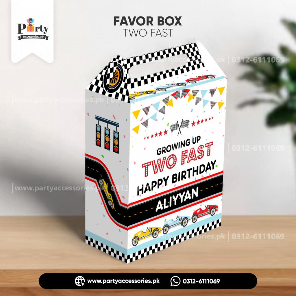 Two fast birthday party goody boxes customized