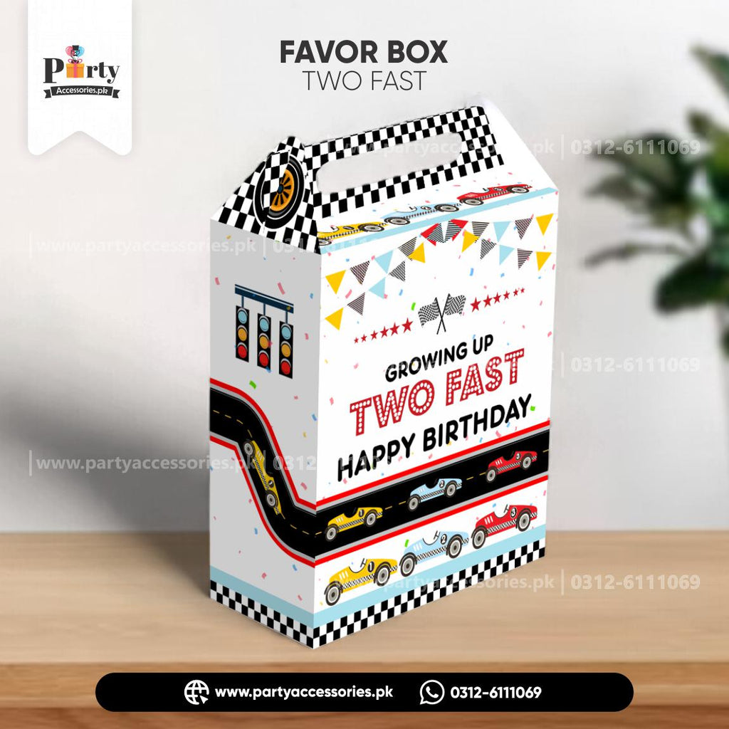 two fast theme birthday party favor boxes