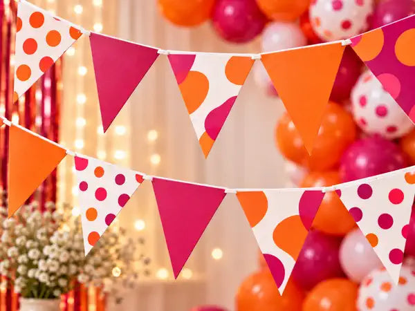 Orange and pink custom bunting banners