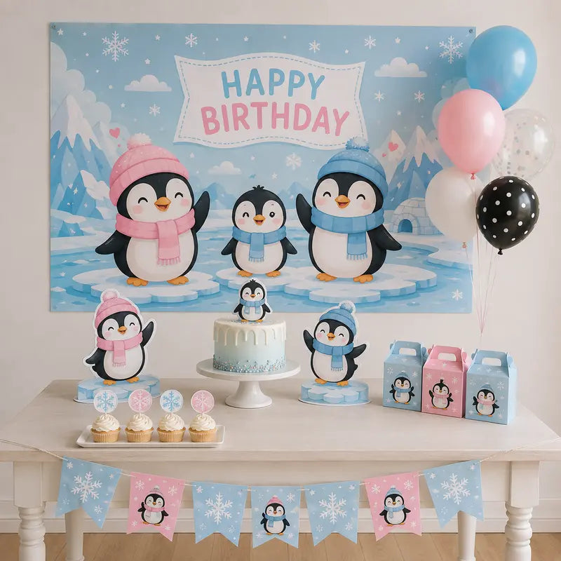 penguin theme birthday party decorations