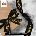 Eid Mubarak Printed Ribbon – Premium Black & Gold Gift Wrap Ribbon (30 ft)