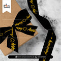 Happy Anniversary Premium Decorative Ribbon – Black & Gold Gift Wrapping Ribbon 