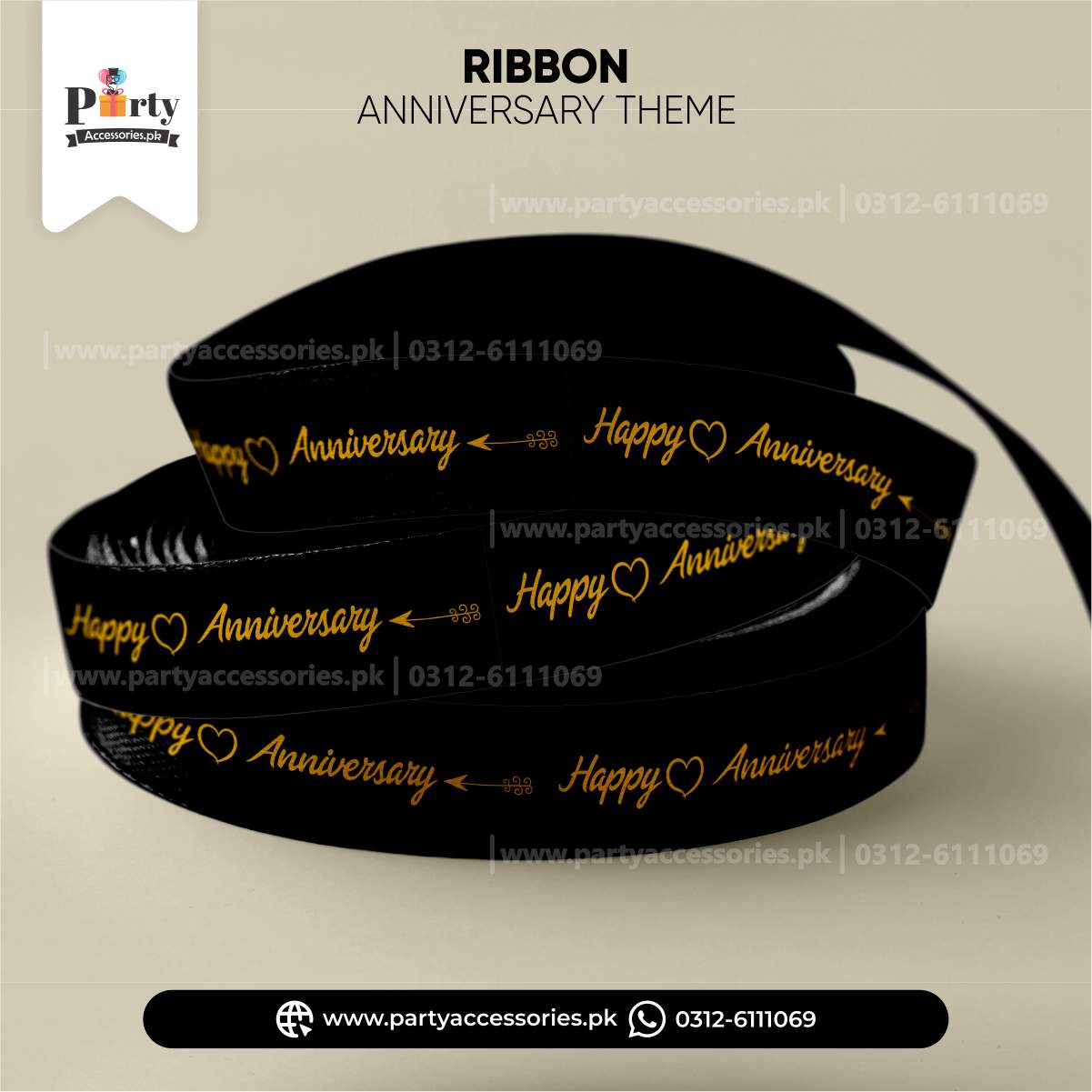 Happy Anniversary Ribbon for Gift Decoration