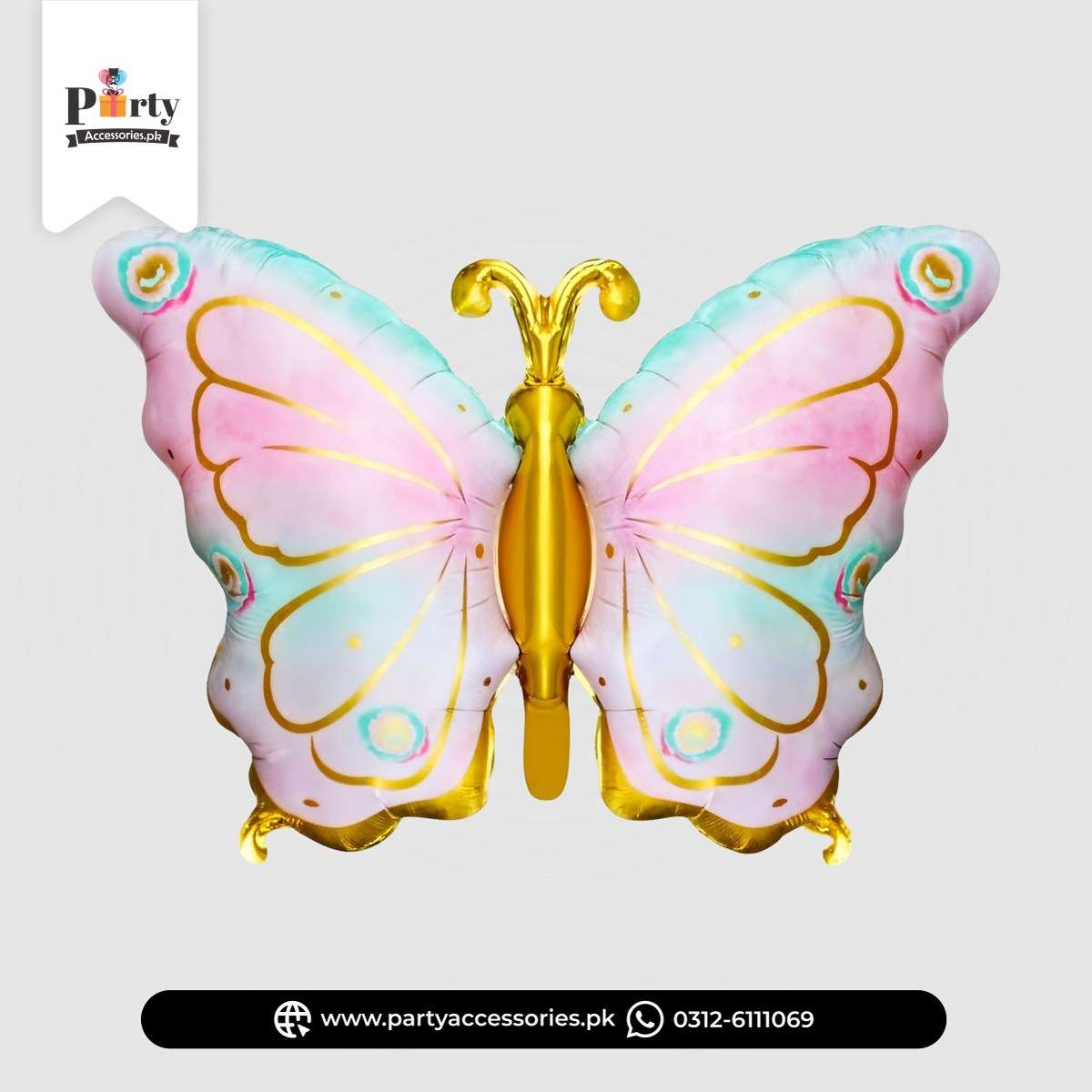 Butterfly theme Printed Silver foil balloon large size