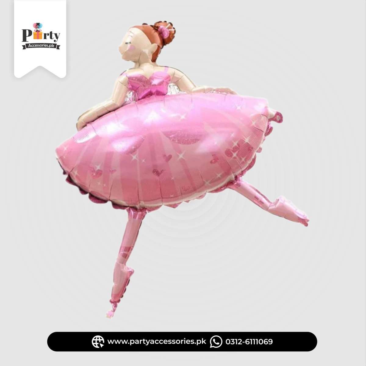 Pink Ballerina Foil Balloon – Elegant Princess Party Decoration