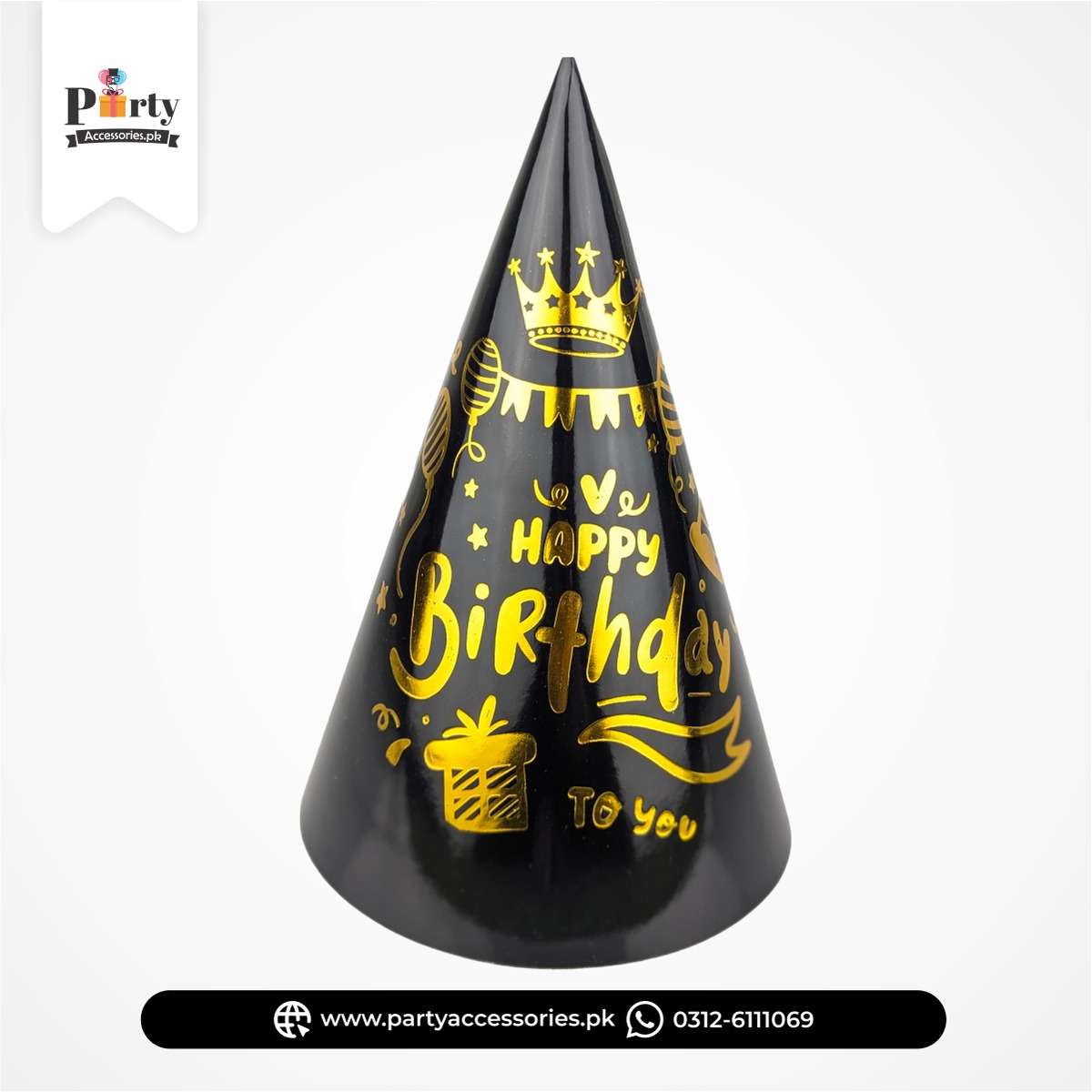 Happy Birthday Polka Dot Party Hats – Colorful Cone Caps (Pack of 6)