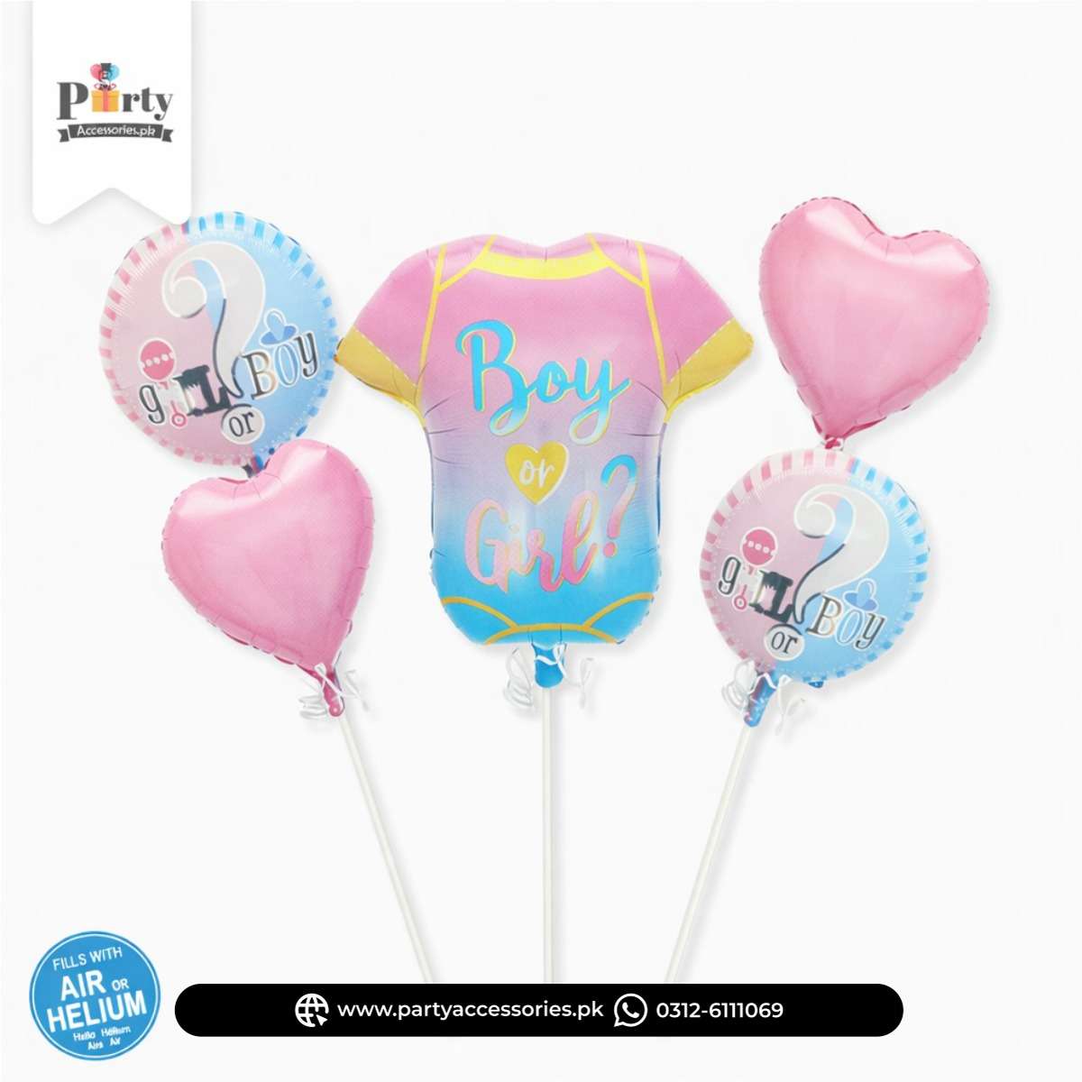 Gender reveal party decoration foil balloons set