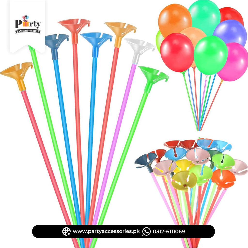 Colorful Balloon Sticks with Cups – Easy Balloon Holder Sticks for Party Decorations