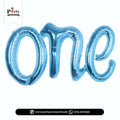 Blue "ONE" Foil Balloon Banner – First Birthday Party Decoration