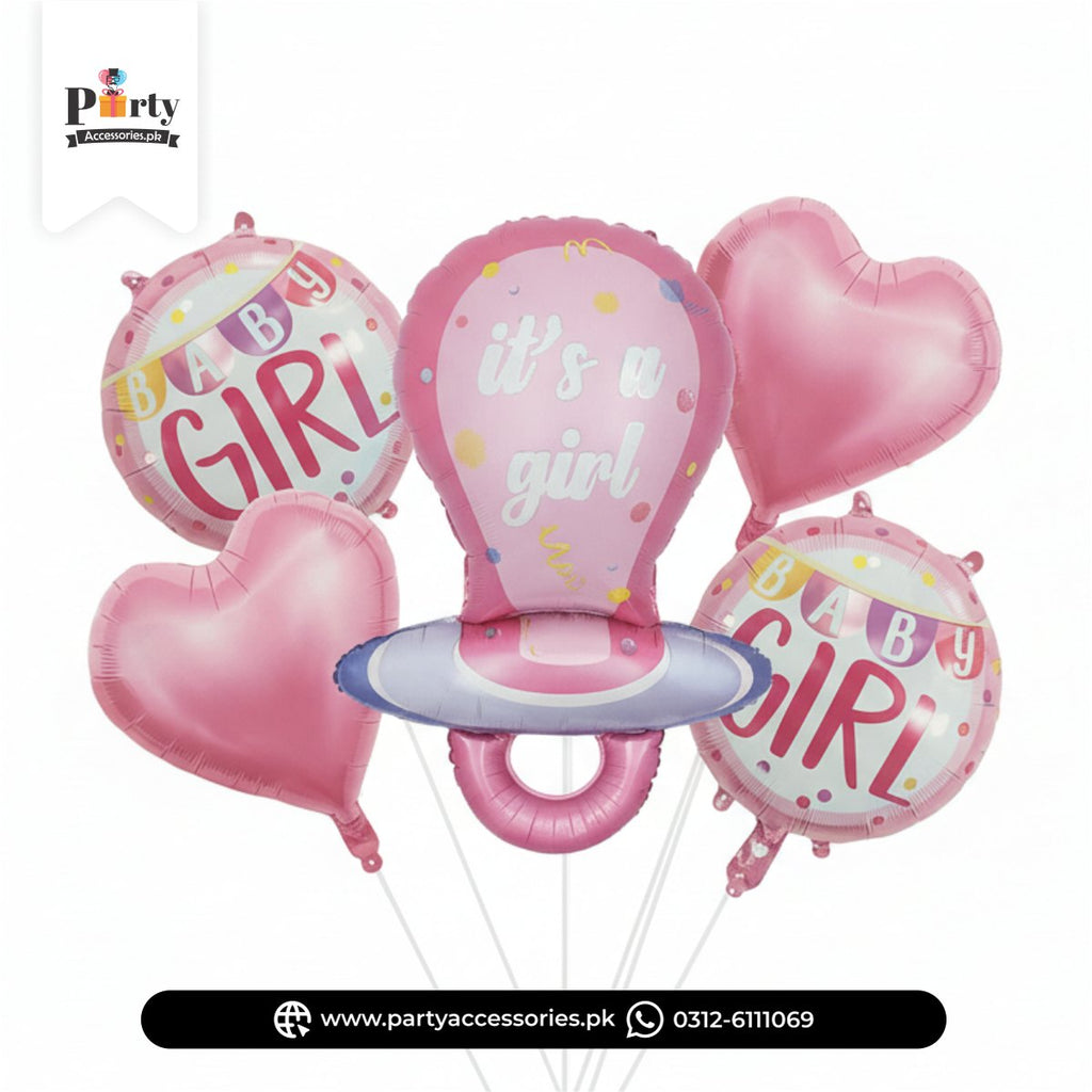 Its a baby girl exclusive foil balloons set of 5 pcs for room decoration