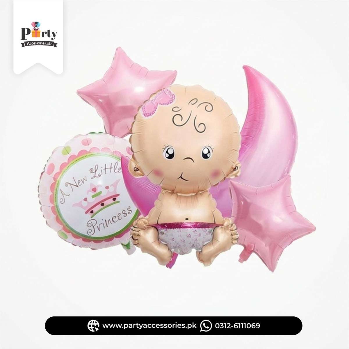 Its a baby girl exclusive foil balloons set of 5 pcs for room decoration