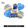 Blue Happy Birthday Foil Balloon Bouquet Set for Party Decoration
