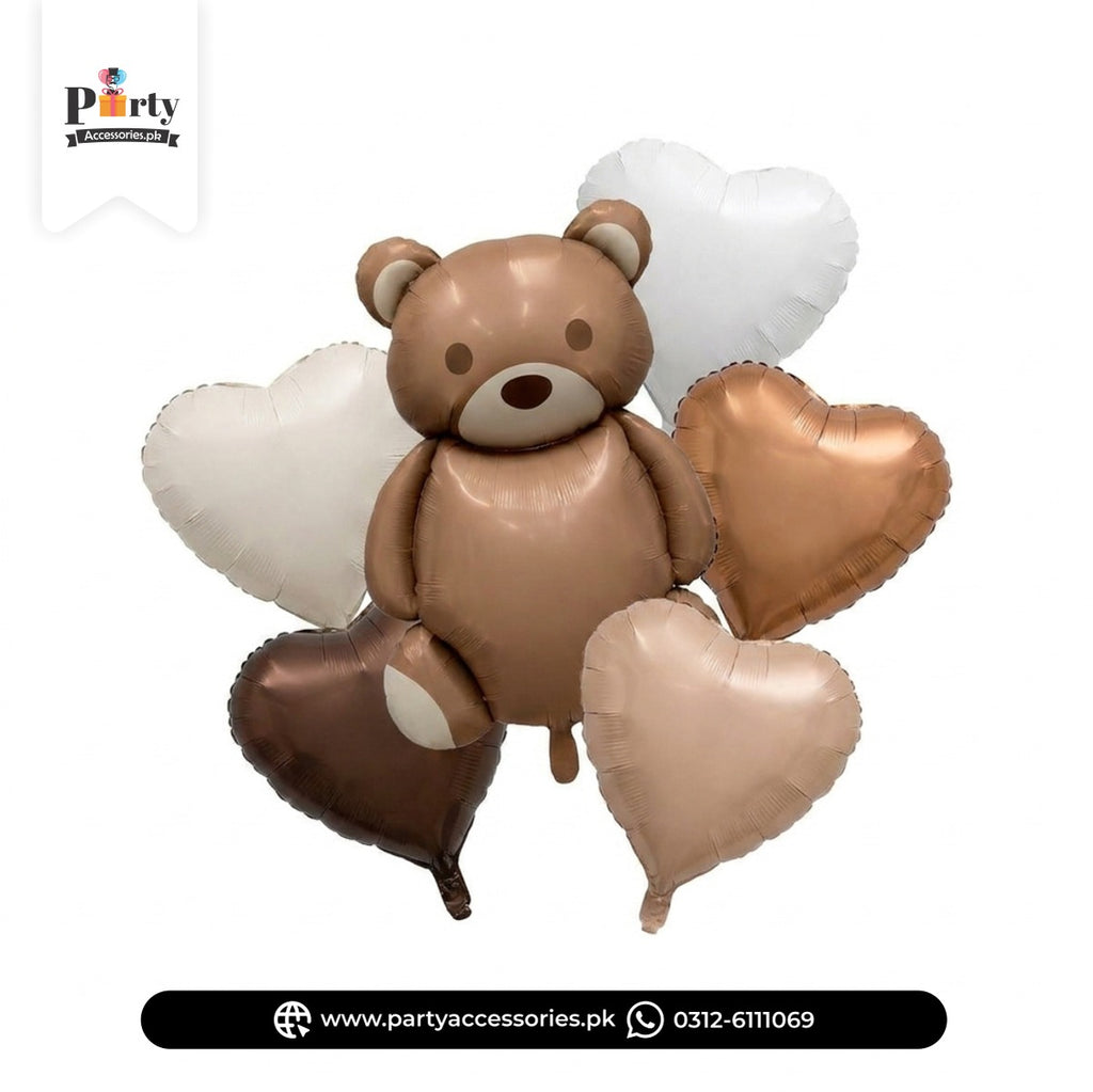 Teddy Bear & Heart Foil Balloons Party Decoration Balloons