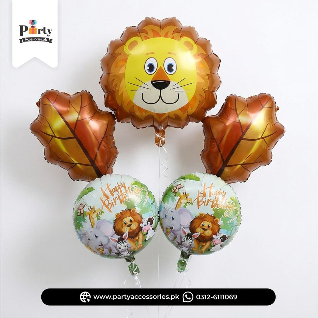 Lion Shape Foil Balloons Set for Jungle Safari Party Decoration