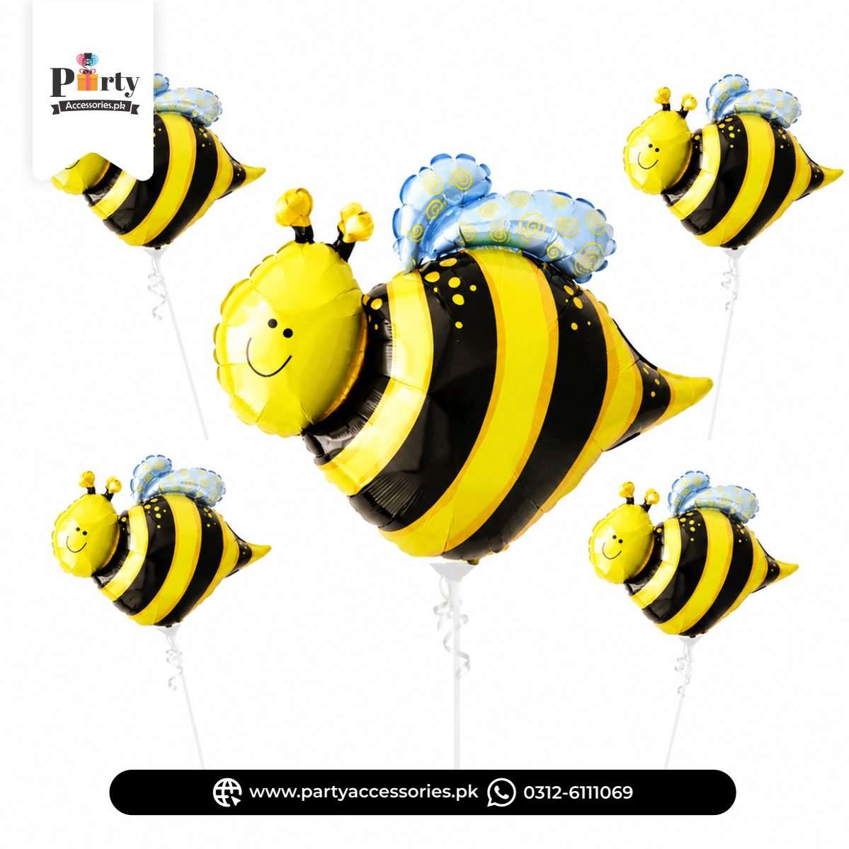 Honey Bee Foil Balloons Set