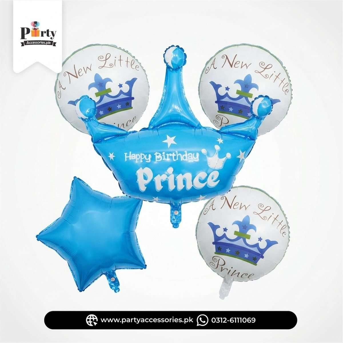 Happy Brithday Prince Foil Balloons Set