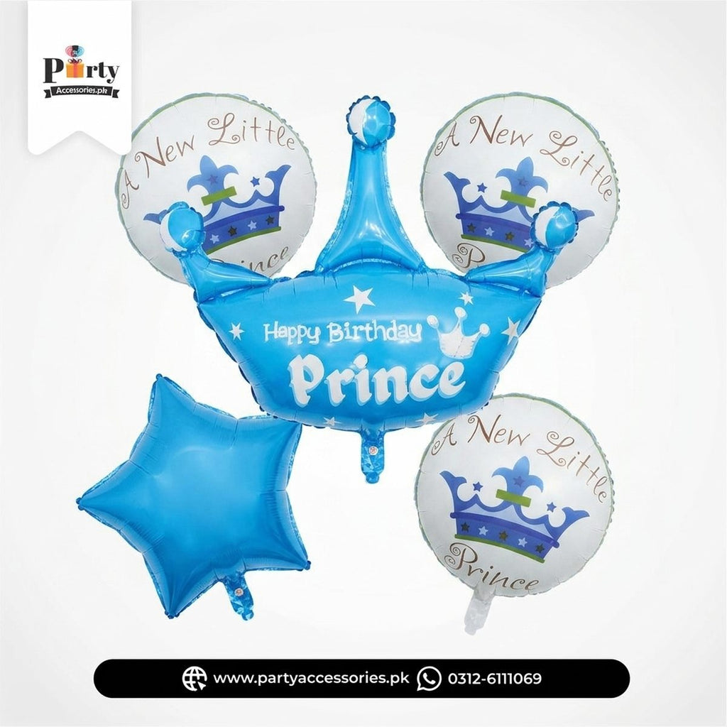 Happy Brithday Prince Foil Balloons Set