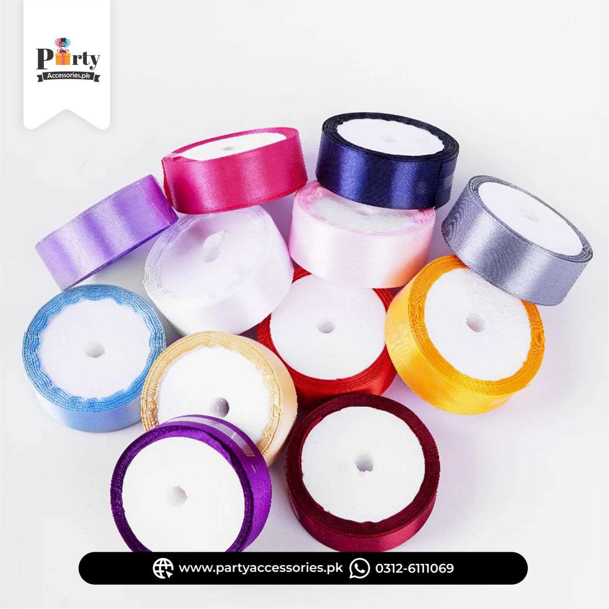1-1/2" (1.5 Inch) Satin Ribbon Roll for Birthday, Baby Shower & Gift Decoration