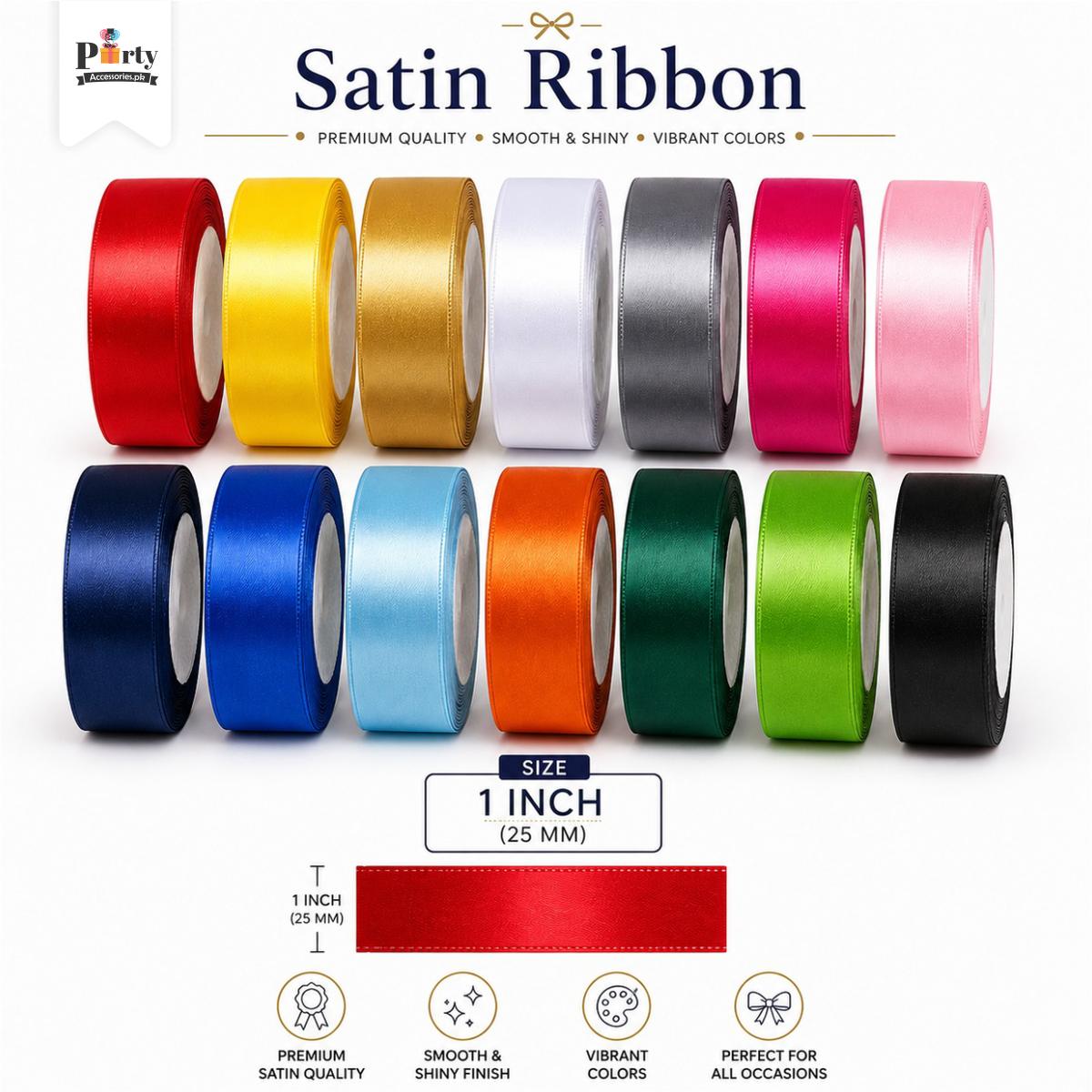 1" (1 Inch) Satin Ribbon Roll for Birthdays, Event & Gift Decoration