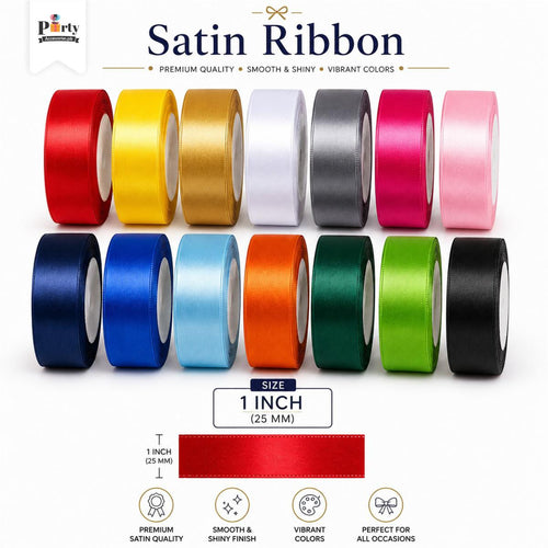 1" (1 Inch) Satin Ribbon Roll for Birthdays, Event & Gift Decoration