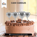 Silver heart candles for birthday cake decoration