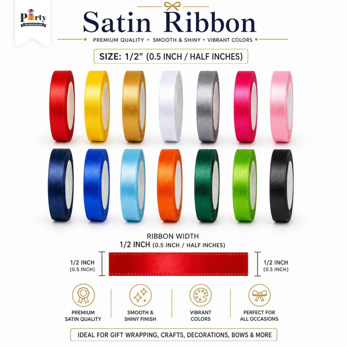 1/2" (0.5inch) Satin Ribbon Roll for Gift Wrapping, Crafts & Party Decoration