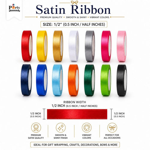1/2" (0.5inch) Satin Ribbon Roll for Gift Wrapping, Crafts & Party Decoration
