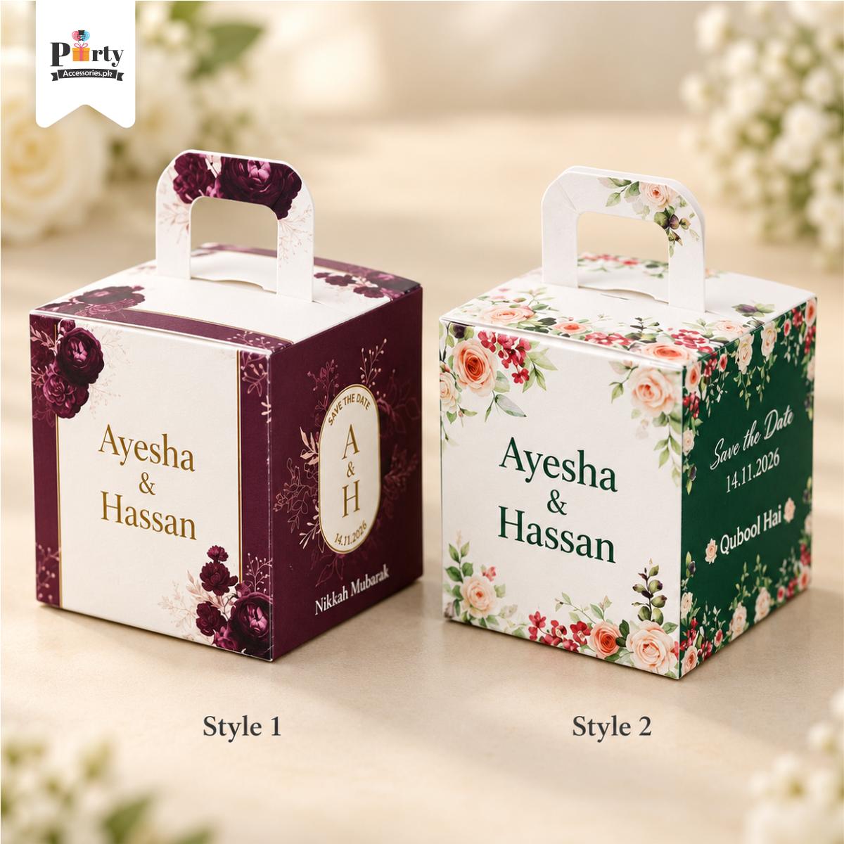 Bid Box wedding favors | Customized bid distribution box | Pack of 12