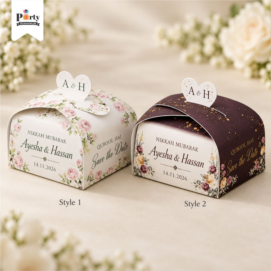 Nikkah Bid Boxes | Personalized bidh boxes | popup heart style